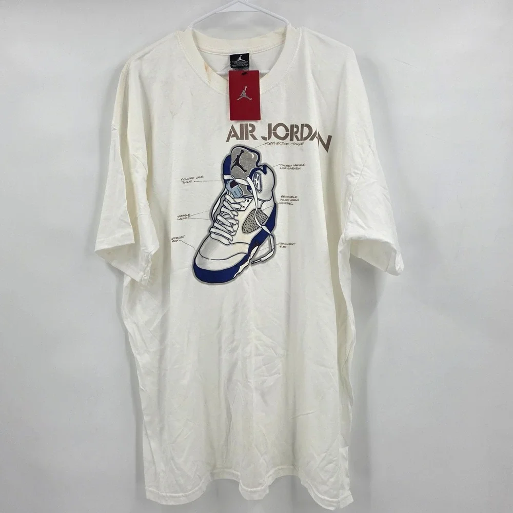 VINTAGE 90S RARE NIKE AIR JORDAN SHIRT MENS 2XL XXL SNEAKER BLUE DEADSTOCK *READ